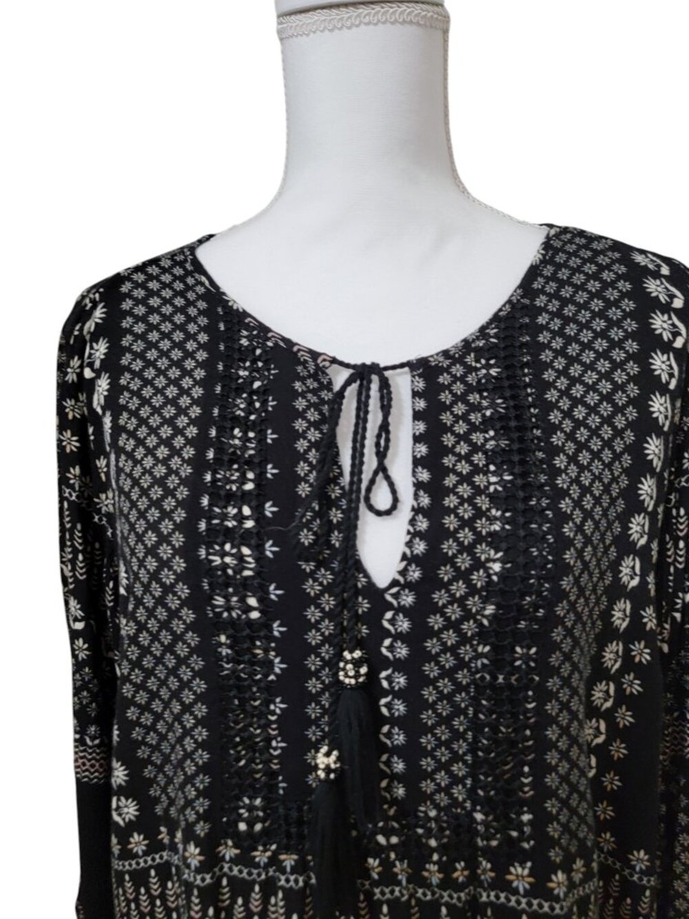 Zac & Rachel Size XL Black & White Bohemian Style / Peasant Blouse - Picture 4 of 16